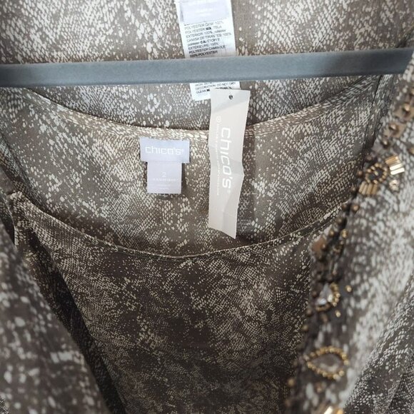 NWT Chico's Sheer‎ Snake Print Blouse and Cami - Size 2 (US 12/14) - Picture 6 of 9